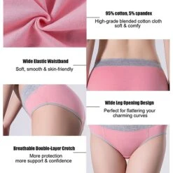 Women's Plus Size Basic Vacation Pure Color Shaping Panty Stretchy High Waist Cotton 5 Pieces Green M -Deals The Sexy Bra Store aaycyl1634904749113