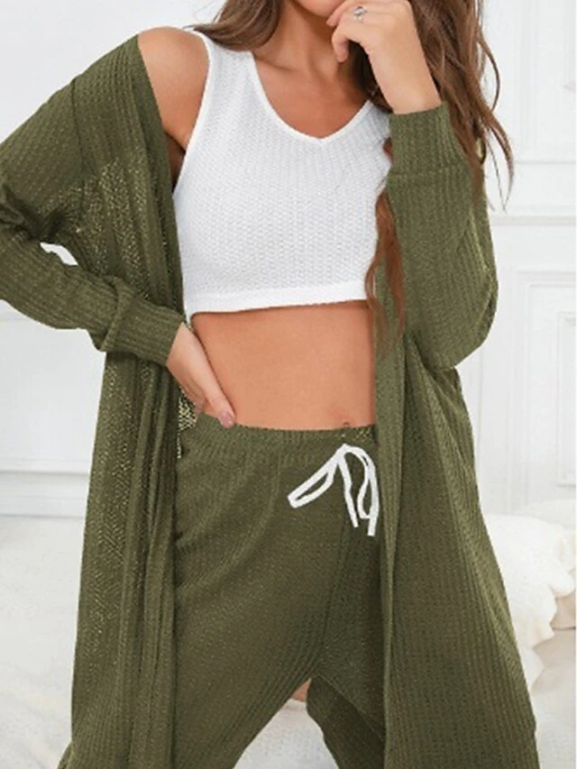 Women's Lounge Sets Sweater Sets 3 Pieces Pure Color Fashion Casual Comfort Street Daily Date Polyester Breathable V Wire Long Sleeve Pant Fall Winter Black Purple 9 Women's Lounge Sets Sweater Sets 3 Pieces Pure Color Fashion Casual Comfort Street Daily Date Polyester Breathable V Wire Long Sleeve Pant Fall Winter Black Purple - Image 9