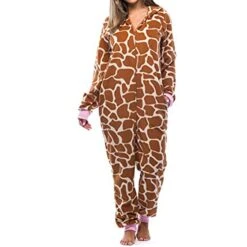 Women's Christmas Onesie Pajama Leopard Stripe Plush Casual Comfort Home Xmas Daily Bed Flannel Warm Hoodie Long Sleeve Pocket Fall Winter Black White -Deals The Sexy Bra Store aentks1695281864042