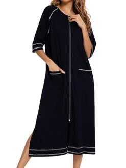 Women's Pajamas Robes Gown Bathrobes Pjs Stripe Simple Comfort Home Daily Cotton Crew Neck Half Sleeve Pocket Winter Fall Blue Pink 24 Women's Pajamas Robes Gown Bathrobes Pjs Stripe Simple Comfort Home Daily Cotton Crew Neck Half Sleeve Pocket Winter Fall Blue Pink -Deals The Sexy Bra Store aeplcx1661336271279
