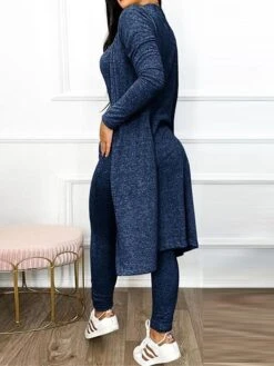 Women's Loungewear Jumpsuit Sets Pure Color Casual Comfort Soft Home Street Daily Polyester Breathable Crew Neck Pocket Fall Winter Black Blue -Deals The Sexy Bra Store aesili1695196774997