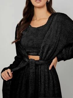 Women's Pajamas Sets Pure Color Fashion Casual Soft Home Daily Bed Polyester Breathable Crew Neck Long Sleeve Robe Top Pant Fall Winter Black White -Deals The Sexy Bra Store ahcfwi1691566016429