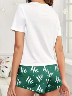 Women's Christmas Pajamas Sets Letter Santa Claus Casual Soft Home Xmas Daily Polyester Breathable Crew Neck Short Sleeve T Shirt Tee Shorts Elastic Waist Fall Winter Red Green -Deals The Sexy Bra Store ahnurh1693379816245