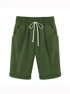 Women's Lounge Shorts Pure Color Elastic Waist With Drawstring Simple Casual Comfort Home Daily Vacation Polyester Breathable Pocket Five-point Pants -Deals The Sexy Bra Store alewni1684043530343