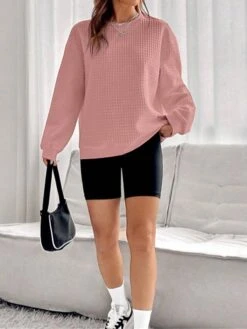 Women's Loungewear Top Pure Color Casual Comfort Soft Home Street Daily Polyester Breathable Crew Neck Long Sleeve Fall Winter Claret Black -Deals The Sexy Bra Store amqboq1693295708821