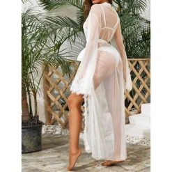 Women's Sexy Bodies Pure Color Lovers Comfort See Through Home Xmas Bed Going Out Lace Breathable V Wire Long Sleeve Transparent Summer Spring Black White 11 Women's Sexy Bodies Pure Color Lovers Comfort See Through Home Xmas Bed Going Out Lace Breathable V Wire Long Sleeve Transparent Summer Spring Black White -Deals The Sexy Bra Store anbjmy1696751783350