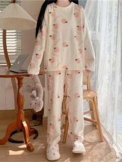 Women's Loungewear Sets 2 Pieces Bear Peach Fashion Casual Comfort Street Daily Date Polyester Warm Crew Neck Long Sleeve Pant Fall Winter Lotus Pink Black 38 Women's Loungewear Sets 2 Pieces Bear Peach Fashion Casual Comfort Street Daily Date Polyester Warm Crew Neck Long Sleeve Pant Fall Winter Lotus Pink Black -Deals The Sexy Bra Store anmolf1692257121150