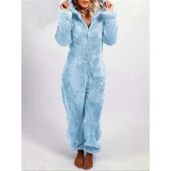 Women's Onesie Pure Color Plush Casual Comfort Home Daily Bed Polar Fleece Warm Hoodie Long Sleeve Fall Winter Light Pink Claret -Deals The Sexy Bra Store anqyfj1696923363091