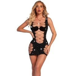 Women's Mesh Hole Sexy Bodies Nightwear Jacquard Solid Colored Sexy Lingerie Set Black / Red One-Size -Deals The Sexy Bra Store anreug1693295837001