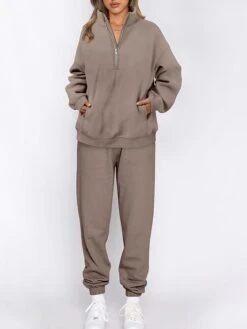 Women's Loungewear Sets Pure Color Fashion Comfort Soft Home Daily Bed Polyester Breathable Stand Collar Long Sleeve Pullover Pant Pocket Fall Winter Black White 11 Women's Loungewear Sets Pure Color Fashion Comfort Soft Home Daily Bed Polyester Breathable Stand Collar Long Sleeve Pullover Pant Pocket Fall Winter Black White -Deals The Sexy Bra Store antzmv1694072400757