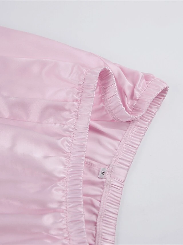 Women's Pajamas Sets Pure Color Fashion Casual Soft Wedding Party Satin Breathable Lapel Long Sleeve Shirt Pant Feather Fall Black White 11 Women's Pajamas Sets Pure Color Fashion Casual Soft Wedding Party Satin Breathable Lapel Long Sleeve Shirt Pant Feather Fall Black White - Image 11