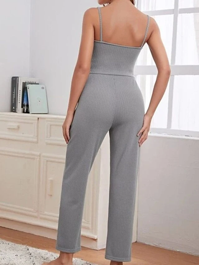 Women's Loungewear Sets Nighty 3 Pieces Pure Color Comfort Home Polyester Straps Long Sleeve Pant Winter Fall Green Brown 10 Women's Loungewear Sets Nighty 3 Pieces Pure Color Comfort Home Polyester Straps Long Sleeve Pant Winter Fall Green Brown - Image 10