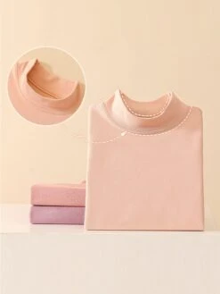 Women's Delong Thermal Underwear Pure Color Simple Casual Comfort Home Daily Going Out Polyester Warm Stand Collar Long Sleeve Pant Elastic Waist Fall Winter Light Pink Pink -Deals The Sexy Bra Store arbxdd1697161963975