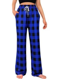 Women's Lounge Pants Christmas Grid / Plaid Casual Comfort Soft Home Daily Bed Polyester Breathable Pant Pocket Elastic Waist Fall Winter Yellow Red -Deals The Sexy Bra Store avhbvz1695628317583