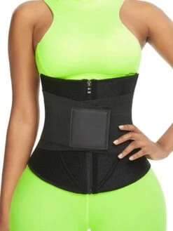 Corset Women's Waist Trainer Shapewears Office Valentine's Day Running Gym Black Red Spandex Sport Breathable Underbust Corset Zipper Hook And Loop Tummy Control Push Up Basic Solid Color Spring -Deals The Sexy Bra Store awtvyk1634890654527