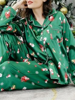 Women's Christmas Pajamas Sets Santa Claus Snowman Fashion Comfort Soft Home Xmas Daily Satin Breathable Lapel Long Sleeve Shirt Pant Button Pocket Fall Winter Green 12 Women's Christmas Pajamas Sets Santa Claus Snowman Fashion Comfort Soft Home Xmas Daily Satin Breathable Lapel Long Sleeve Shirt Pant Button Pocket Fall Winter Green -Deals The Sexy Bra Store axnkhq1693467376552
