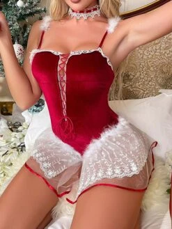 Women's Christmas Sexy Lingerie Sets Xmas Patchwork Fashion Sexy Uniforms Lovers Party Valentine's Day Polyester Breathable Straps Sleeveless Backless Summer Spring Wine 9 Women's Christmas Sexy Lingerie Sets Xmas Patchwork Fashion Sexy Uniforms Lovers Party Valentine's Day Polyester Breathable Straps Sleeveless Backless Summer Spring Wine -Deals The Sexy Bra Store ayipkd1696232032343