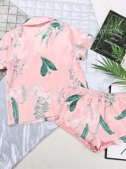 Women's Pajamas Pajama Top And Pant Sets Letter Fruit Simple Casual Comfort Home Daily Bed Satin Breathable Lapel Short Sleeve Shirt Shorts Button Spring Summer Light Pink White -Deals The Sexy Bra Store ayzbdj1673430949193