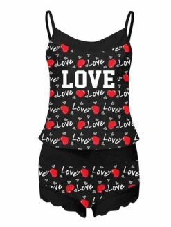 Women's Pajamas Pajama Top And Pant Sets Letter Flower Hot Casual Soft Home Daily Bed Polyester Breathable Straps Sleeveless Strap Top Shorts Summer Spring Black Pink 14 Women's Pajamas Pajama Top And Pant Sets Letter Flower Hot Casual Soft Home Daily Bed Polyester Breathable Straps Sleeveless Strap Top Shorts Summer Spring Black Pink -Deals The Sexy Bra Store azjfgs1678856758427
