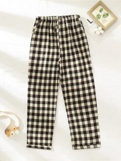 Women's Christmas Lounge Pants Grid / Plaid Simple Casual Xmas Comfort Cotton Breathable Pant Pocket Elastic Waist Fall Winter Pink Plaid Black And White Plaid -Deals The Sexy Bra Store bbeprs1695281839180