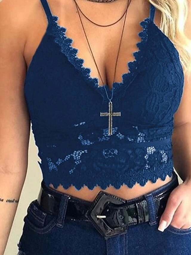 Women's Sexy Lingerie Pure Color Fashion Simple Soft Home Daily Vacation Lace Breathable Straps Sleeveless Strap Top Backless Summer Spring Black White 4 Women's Sexy Lingerie Pure Color Fashion Simple Soft Home Daily Vacation Lace Breathable Straps Sleeveless Strap Top Backless Summer Spring Black White - Image 4