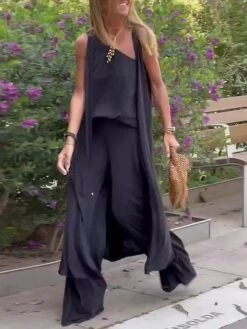 Women's Sets 4 Pcs Cotton And Spandex One Shoulder Shirt Long Vest Cardigan And Wide Leg Pants Pure Color Comfort Soft Home Daily Jersey Summer Spring Black Gray 14 Women's Sets 4 Pcs Cotton And Spandex One Shoulder Shirt Long Vest Cardigan And Wide Leg Pants Pure Color Comfort Soft Home Daily Jersey Summer Spring Black Gray -Deals The Sexy Bra Store bdtjsx1684410599715