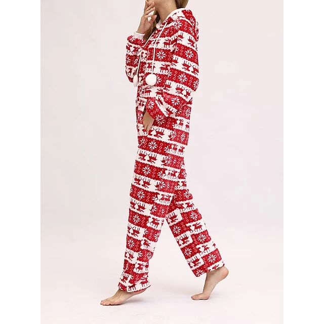Women's Pajamas Jumpsuit Elk Snowflake Warm Fashion Casual Xmas Home Christmas Daily Polyester Breathable Hoodie Long Sleeve Pocket Fall Winter Black White 19 Women's Pajamas Jumpsuit Elk Snowflake Warm Fashion Casual Xmas Home Christmas Daily Polyester Breathable Hoodie Long Sleeve Pocket Fall Winter Black White - Image 19