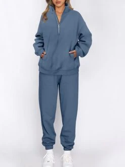 Women's Loungewear Sets Pure Color Fashion Comfort Soft Home Daily Bed Polyester Breathable Stand Collar Long Sleeve Pullover Pant Pocket Fall Winter Black White 10 Women's Loungewear Sets Pure Color Fashion Comfort Soft Home Daily Bed Polyester Breathable Stand Collar Long Sleeve Pullover Pant Pocket Fall Winter Black White -Deals The Sexy Bra Store bfuauv1694072399287