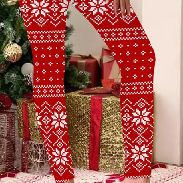 Women's Christmas Pjs Pajamas Sets 2 Pieces Elk Snowflake Fashion Comfort Xmas Soft Home Carnival Cotton Spandex Jersey Breathable Long Sleeve T Shirt Tee Pant Elastic Waist Winter Fall Red 3 Women's Christmas Pjs Pajamas Sets 2 Pieces Elk Snowflake Fashion Comfort Xmas Soft Home Carnival Cotton Spandex Jersey Breathable Long Sleeve T Shirt Tee Pant Elastic Waist Winter Fall Red - Image 3