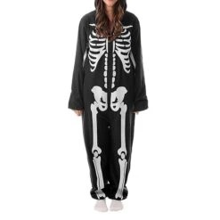 Women's Pajamas Jumpsuit Skeleton Retro Gothic Punk & Gothic Halloween Carnival Polyester Breathable Hoodie Long Sleeve Fall Winter Black