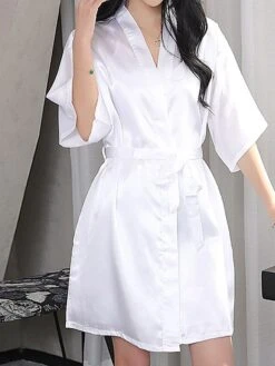 Women's Pajamas Satin & Silk Bathrobe Letter Maillard Fashion Casual Comfort Wedding Party Polyester Short Sleeve Robe Top Embroidery Belt Included Fall Winter Wine Red Tibetan Orchid 20 Women's Pajamas Satin & Silk Bathrobe Letter Maillard Fashion Casual Comfort Wedding Party Polyester Short Sleeve Robe Top Embroidery Belt Included Fall Winter Wine Red Tibetan Orchid -Deals The Sexy Bra Store bhpphh1692182976836