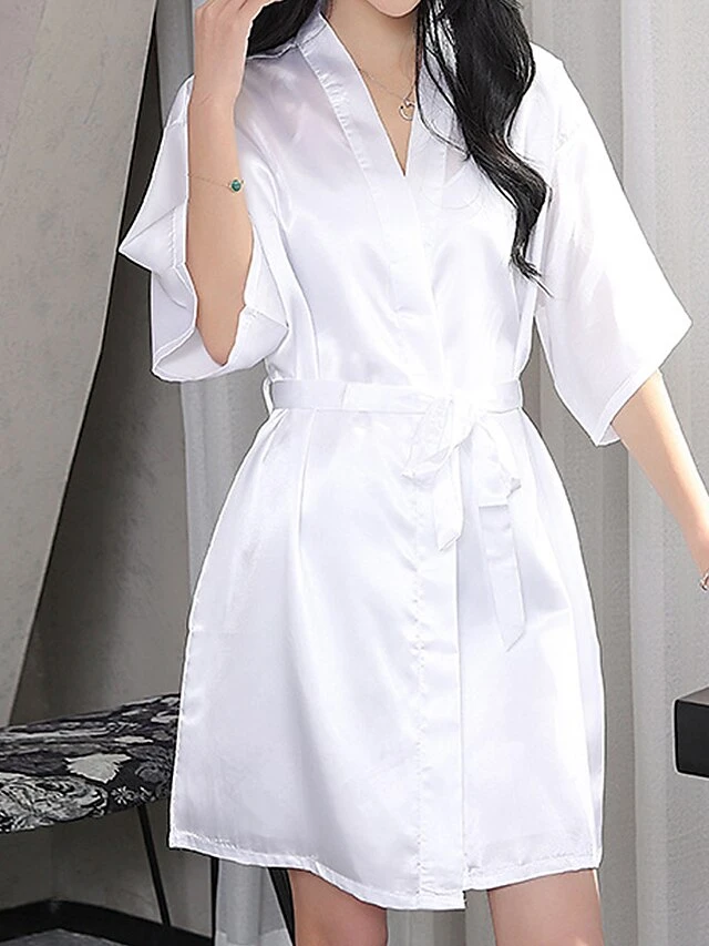 Women's Pajamas Satin & Silk Bathrobe Letter Maillard Fashion Casual Comfort Wedding Party Polyester Short Sleeve Robe Top Embroidery Belt Included Fall Winter Wine Red Tibetan Orchid 9 Women's Pajamas Satin & Silk Bathrobe Letter Maillard Fashion Casual Comfort Wedding Party Polyester Short Sleeve Robe Top Embroidery Belt Included Fall Winter Wine Red Tibetan Orchid - Image 9