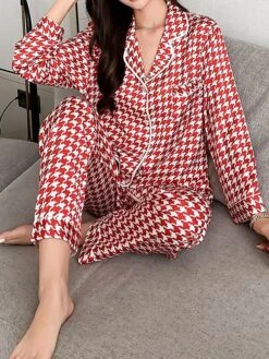 Women's Loungewear Sets Grid / Plaid Fashion Comfort Soft Home Daily Bed Ice Silk Breathable Lapel Long Sleeve Shirt Pant Button Pocket Fall Winter Black Pink 29 Women's Loungewear Sets Grid / Plaid Fashion Comfort Soft Home Daily Bed Ice Silk Breathable Lapel Long Sleeve Shirt Pant Button Pocket Fall Winter Black Pink -Deals The Sexy Bra Store bisthe1694766971964