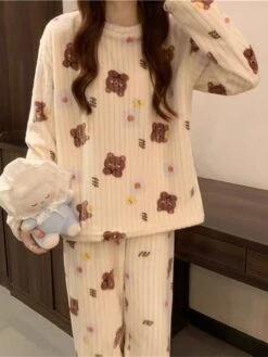 Women's Loungewear Sets 2 Pieces Bear Peach Fashion Casual Comfort Street Daily Date Polyester Warm Crew Neck Long Sleeve Pant Fall Winter Lotus Pink Black 35 Women's Loungewear Sets 2 Pieces Bear Peach Fashion Casual Comfort Street Daily Date Polyester Warm Crew Neck Long Sleeve Pant Fall Winter Lotus Pink Black -Deals The Sexy Bra Store bjjppj1692257116680