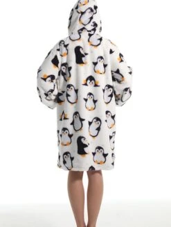 Women's Robe Penguin Plush Casual Comfort Home Daily Bed Flannel Warm Breathable Hoodie Long Sleeve Pocket Fall Winter White -Deals The Sexy Bra Store bkbcvw1695373709059