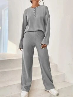 Women's Loungewear Sets Pure Color Fashion Comfort Soft Home Daily Bed Polyester Breathable Crew Neck Long Sleeve Pullover Pant Button Fall Winter Blue-Green White 26 Women's Loungewear Sets Pure Color Fashion Comfort Soft Home Daily Bed Polyester Breathable Crew Neck Long Sleeve Pullover Pant Button Fall Winter Blue-Green White -Deals The Sexy Bra Store bkeval1693552866938