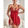 Women's Sexy Bodies Nightshirt Dress Pure Color Hot See Through Home Christmas Daily Xmas Lace Breathable Straps Sleeveless Backless Summer Spring Red