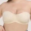 Women's Plus Size Bra Pure Color Undergarments Home Bed Polyester Breathable Bandeau Sleeveless Backless Summer Spring Black Beige