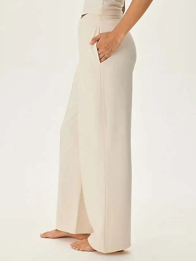 Women's Long Johns Pajama Pant Pure Color Warm Fashion Home Street Daily Cotton Comfort Pocket Elastic Waist Fall Winter Milky Black 8 Women's Long Johns Pajama Pant Pure Color Warm Fashion Home Street Daily Cotton Comfort Pocket Elastic Waist Fall Winter Milky Black - Image 8