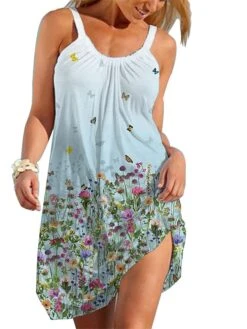 Women's Loungewear Nightgown Nightshirt Dress Butterfly Stripe Casual Comfort Sweet Home Daily Vacation Polyester Breathable Straps Sleeveless Backless Summer Spring White Blue -Deals The Sexy Bra Store bpdsxi1679461740327