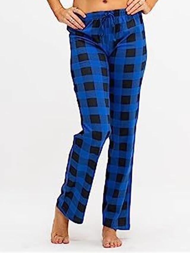 Women's Pajama Pants Christmas Grid / Plaid Simple Casual Soft Home Polyester Warm Breathable Pant Elastic Waist Fall Winter White Pink 4 Women's Pajama Pants Christmas Grid / Plaid Simple Casual Soft Home Polyester Warm Breathable Pant Elastic Waist Fall Winter White Pink - Image 4