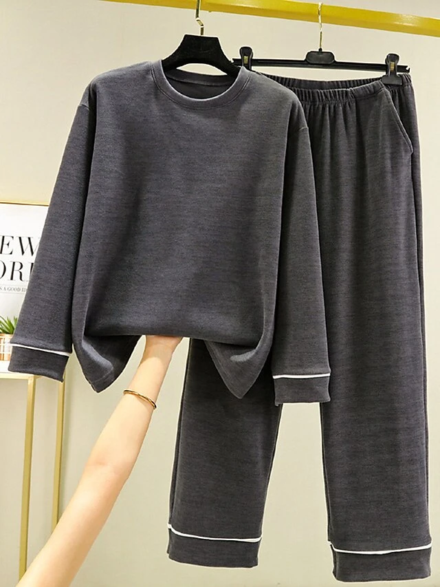 Women's Loungewear Delong Thermal Underwear Sets Pure Color Simple Casual Comfort Home Daily Bed Polyester Warm Crew Neck Long Sleeve Pant Pocket Elastic Waist Fall Winter Light Pink Pink 7 Women's Loungewear Delong Thermal Underwear Sets Pure Color Simple Casual Comfort Home Daily Bed Polyester Warm Crew Neck Long Sleeve Pant Pocket Elastic Waist Fall Winter Light Pink Pink - Image 7