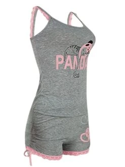 Women's Pajamas Sets Nighty Pjs 2 Pieces Letter Simple Comfort Home Daily Bed Polyester Breathable Gift Sleeveless Shorts Elastic Waist Spring Summer Blue Beige / Print -Deals The Sexy Bra Store brlgqk1644904319287