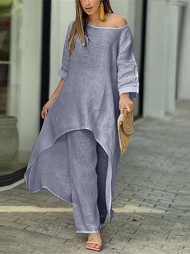 Women's Pajamas Pajama Top And Pant Sets 2 Pieces Pure Color Fashion Casual Soft Home Daily Bed Linen Breathable Crew Neck Long Sleeve Pant Summer Spring Black Blue 6 Women's Pajamas Pajama Top And Pant Sets 2 Pieces Pure Color Fashion Casual Soft Home Daily Bed Linen Breathable Crew Neck Long Sleeve Pant Summer Spring Black Blue - Image 6