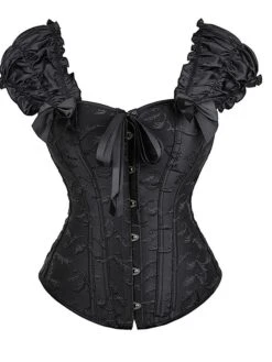 Women's Corsets Halloween Waist Trainer Body Shaper Pure Color Fashion Retro Hot Carnival Masquerade Polyester Breathable Short Robe Strap Top Adjustable Summer Spring Black White -Deals The Sexy Bra Store bsyycd1691133306689