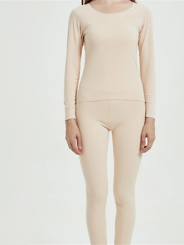 Women's Delong Thermal Underwear Pure Color Simple Casual Comfort Home Daily Going Out Polyester Warm Crew Neck Long Sleeve Pant Fall Winter Black Pink 12 Women's Delong Thermal Underwear Pure Color Simple Casual Comfort Home Daily Going Out Polyester Warm Crew Neck Long Sleeve Pant Fall Winter Black Pink - Image 12