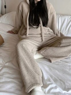 Women's Loungewear Sets Pure Color Fashion Comfort Soft Street Daily Date Polyester Warm Breathable Hoodie Long Sleeve Pant Elastic Waist Fall Winter Pink Brown -Deals The Sexy Bra Store bydarb1692348334468