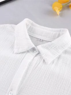 Women's Pajamas Pajama Top And Pant Sets Pure Color Simple Casual Soft Home Daily Bed Cotton Breathable Lapel Long Sleeve Shirt Shorts Button Fall Spring Black White -Deals The Sexy Bra Store bymrws1673429700334