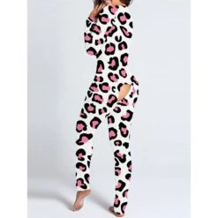 Women's Onesie Pajamas Lip Print Butterfly Casual Comfort Soft Home BedBreathable V Wire Long Sleeve Fall Winter Black White -Deals The Sexy Bra Store camigy1697074790887