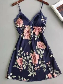 Women's Pajamas Nightgown Dress Flower Fashion Casual Soft Home Daily Bed Satin Breathable Straps Sleeveless Backless Summer Spring Black Pink -Deals The Sexy Bra Store cbbcbo1677484753364